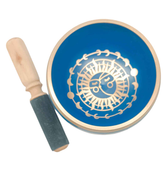 600303026 Cuenco Tibetano 4 Metales 14 Cms Aprox Color Azul Grabado Fase Lunar
