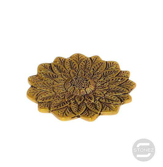 600303070-13 Porta Incienso De Metal Dorado Flor 9 Cms Aprox