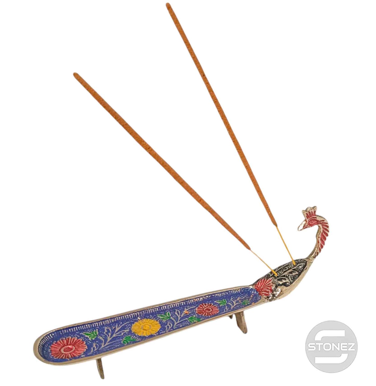 600303086 Porta Incienso Metal Pavo Real 22 Cms Aprox (INCIENSO NO INCLUIDO)