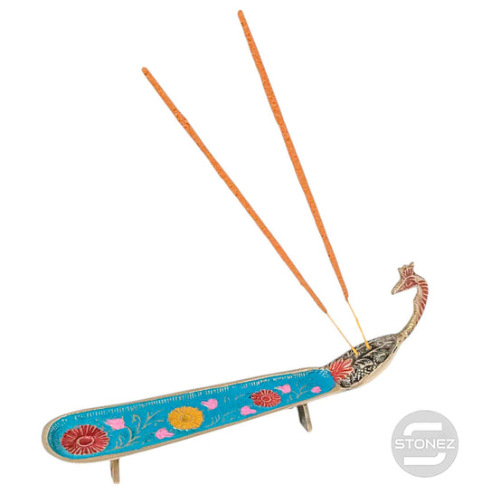 600303086 Porta Incienso Metal Pavo Real 22 Cms Aprox (INCIENSO NO INCLUIDO)