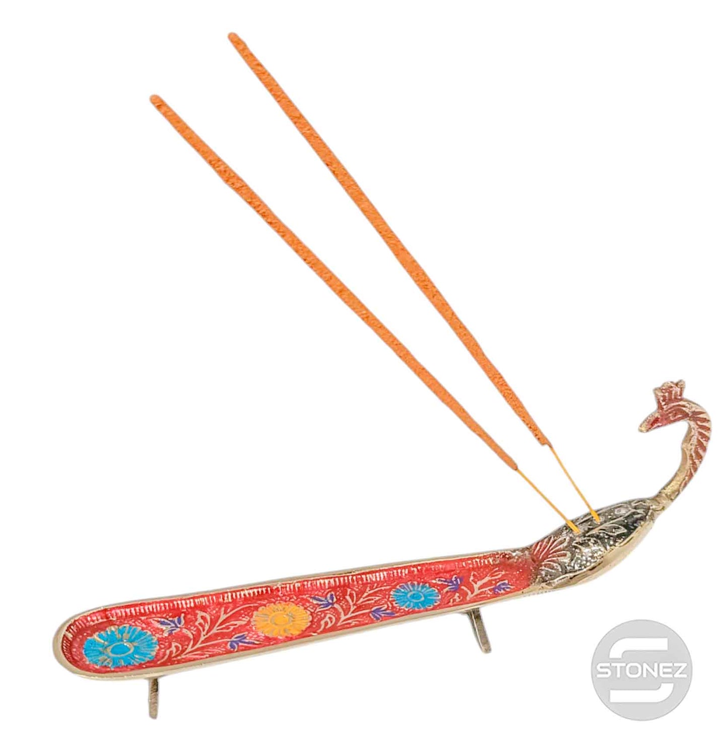 600303086 Porta Incienso Metal Pavo Real 22 Cms Aprox (INCIENSO NO INCLUIDO)