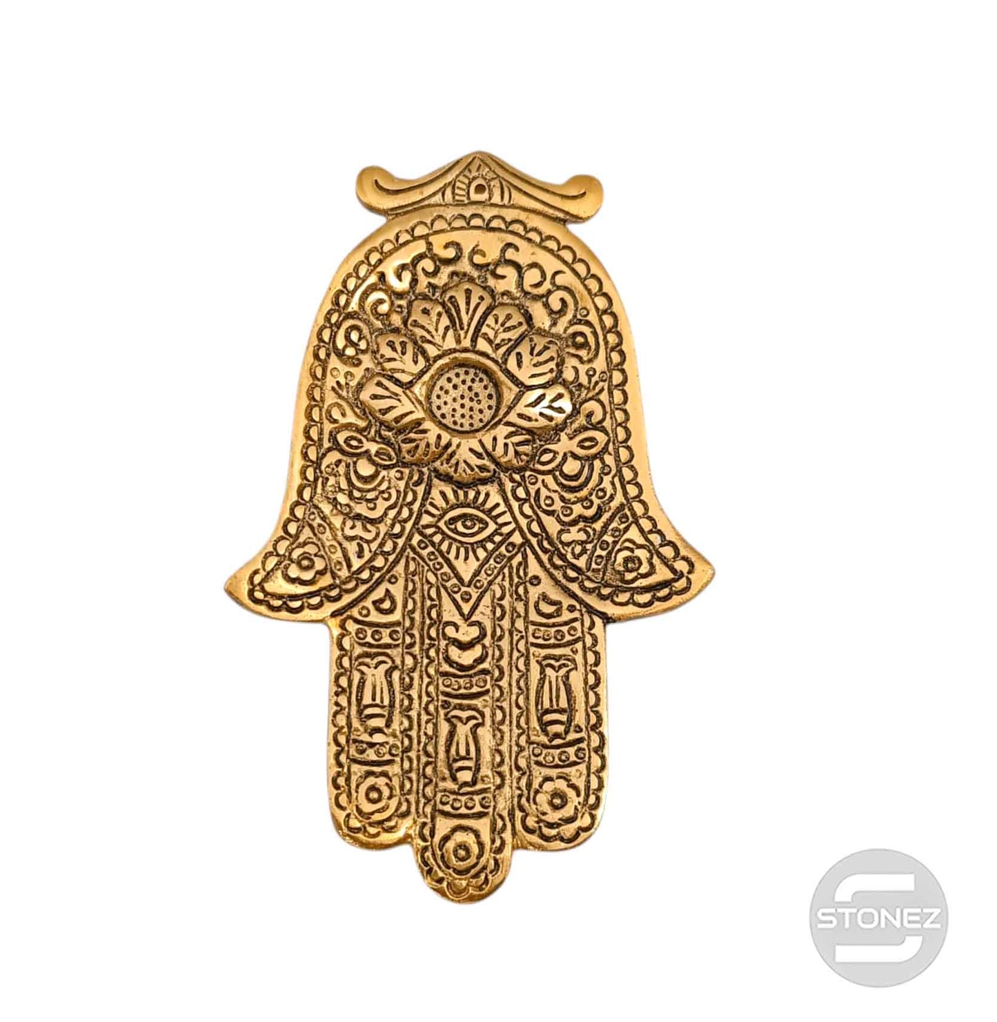 600303252-04 Porta Incienso Metal Mano Dorado 11 Cms Aprox
