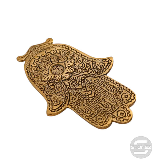 600303252-04 Porta Incienso Metal Mano Dorado 11 Cms Aprox