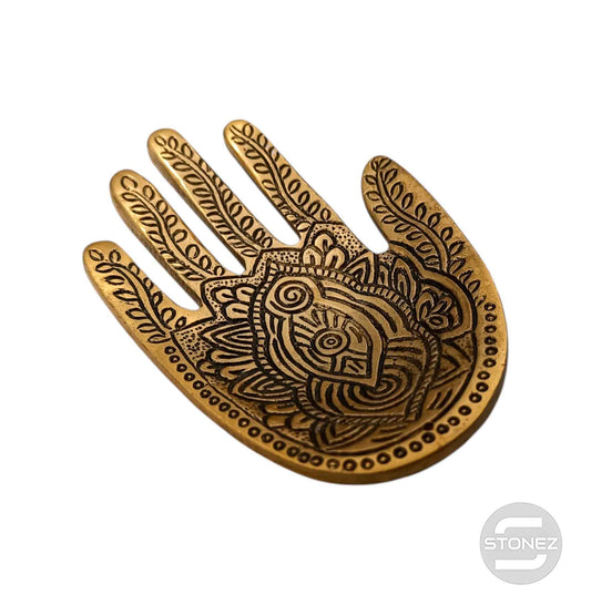 600303252-10 Porta Incienso Metal Dorado Mano 12 Cms Aprox