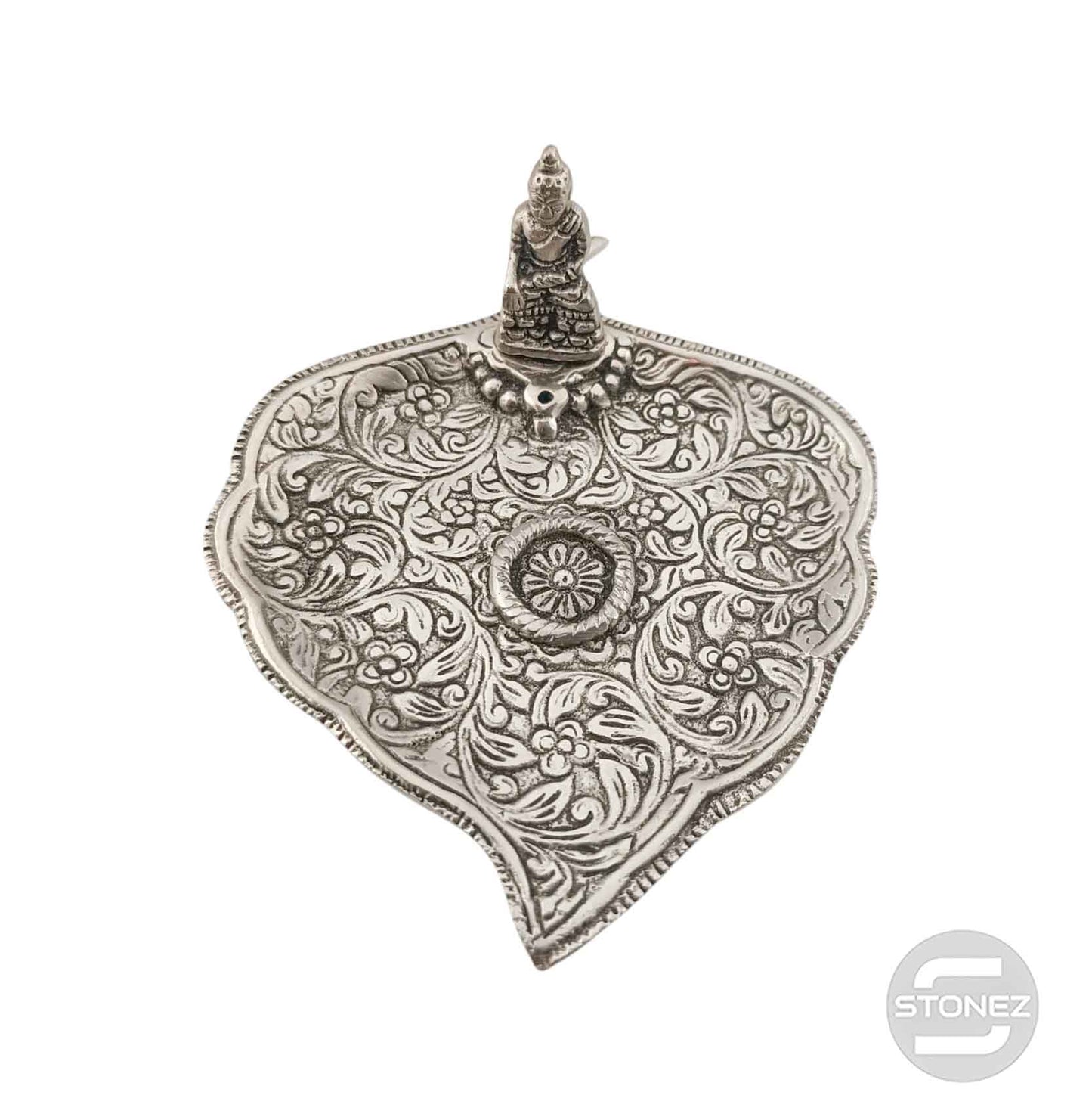 600303252-12 Porta Incienso Metal Hoja Buda 12 Cms Aprox