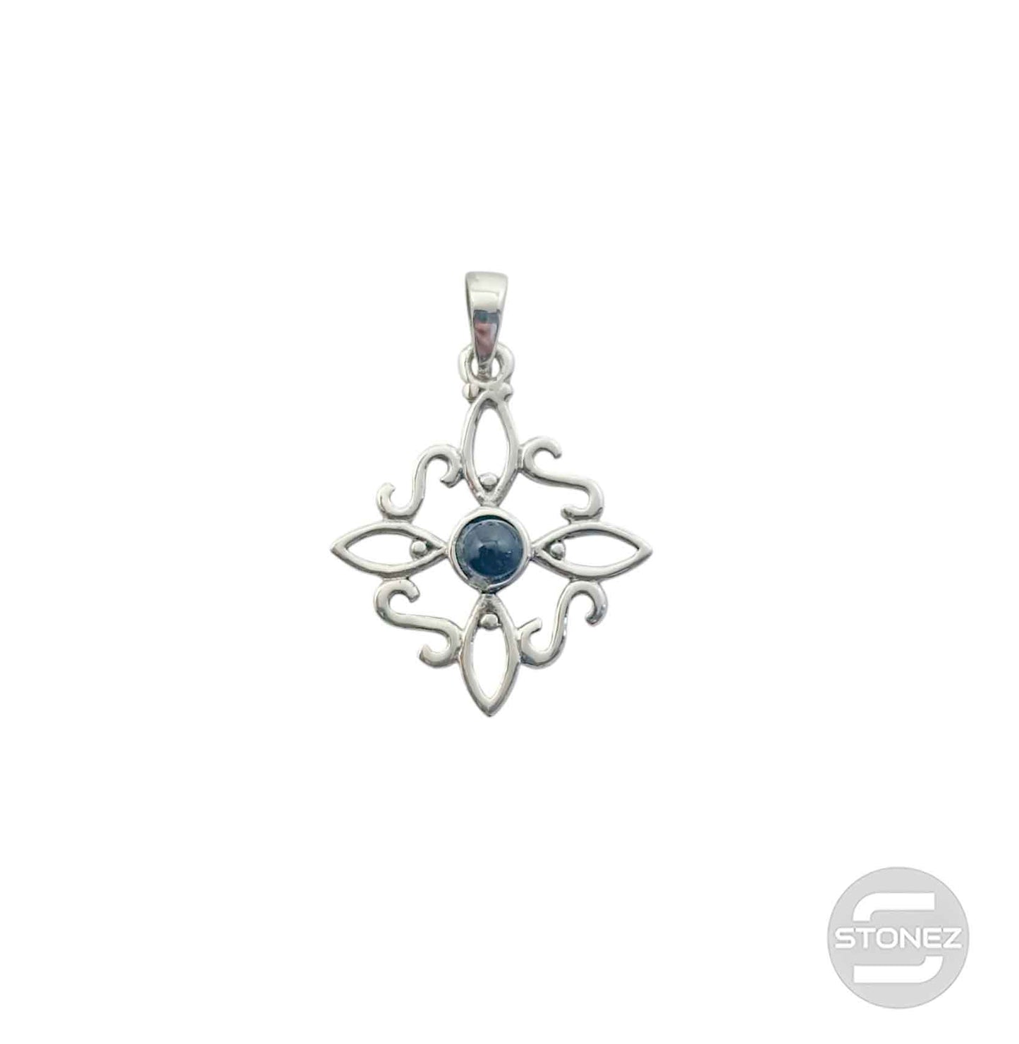 600303558-10 Colgante Plata 925 Nudo De Brujas Con Piedra Turmalina 20 mm Aprox