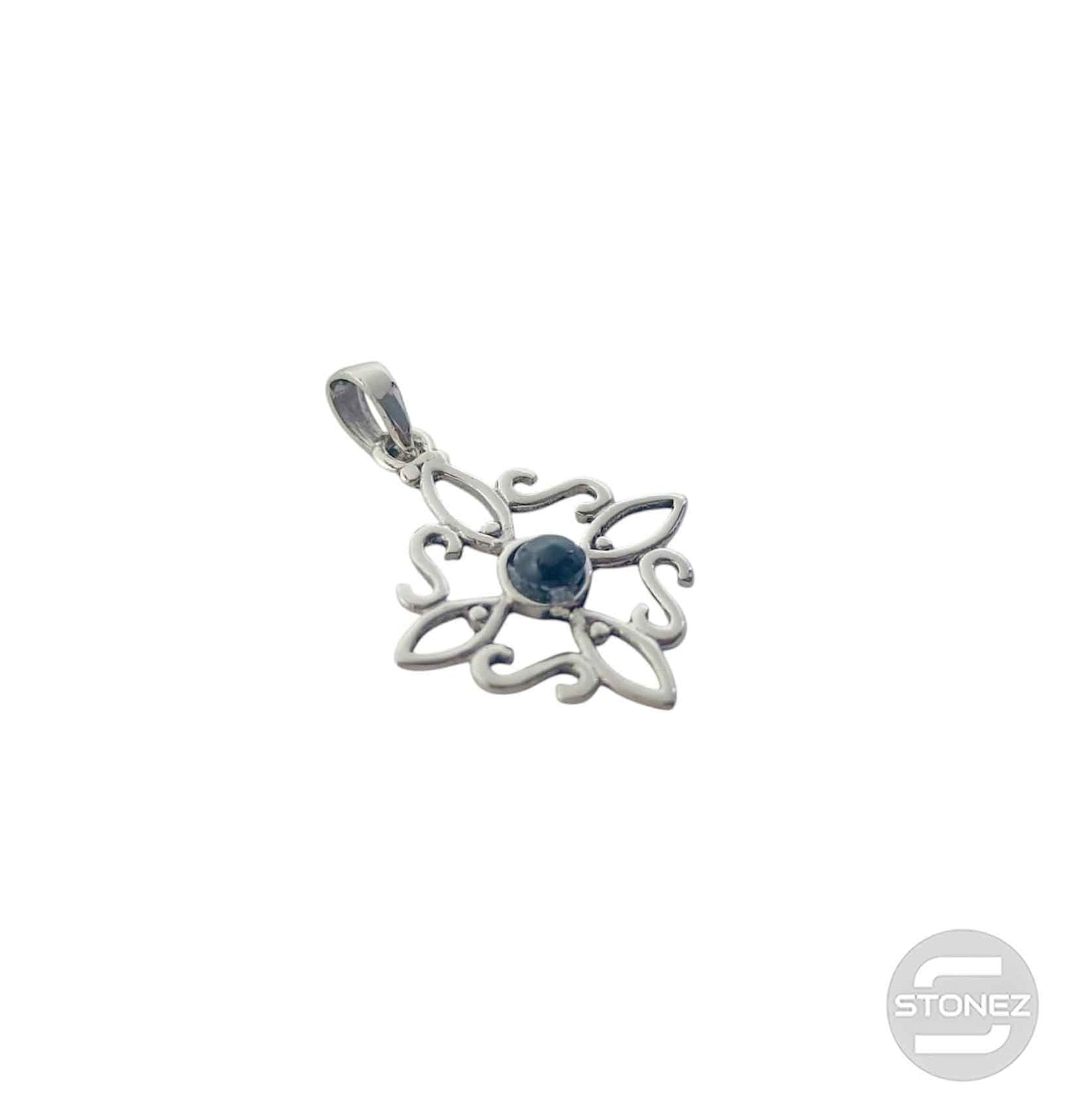 600303558-10 Colgante Plata 925 Nudo De Brujas Con Piedra Turmalina 20 mm Aprox