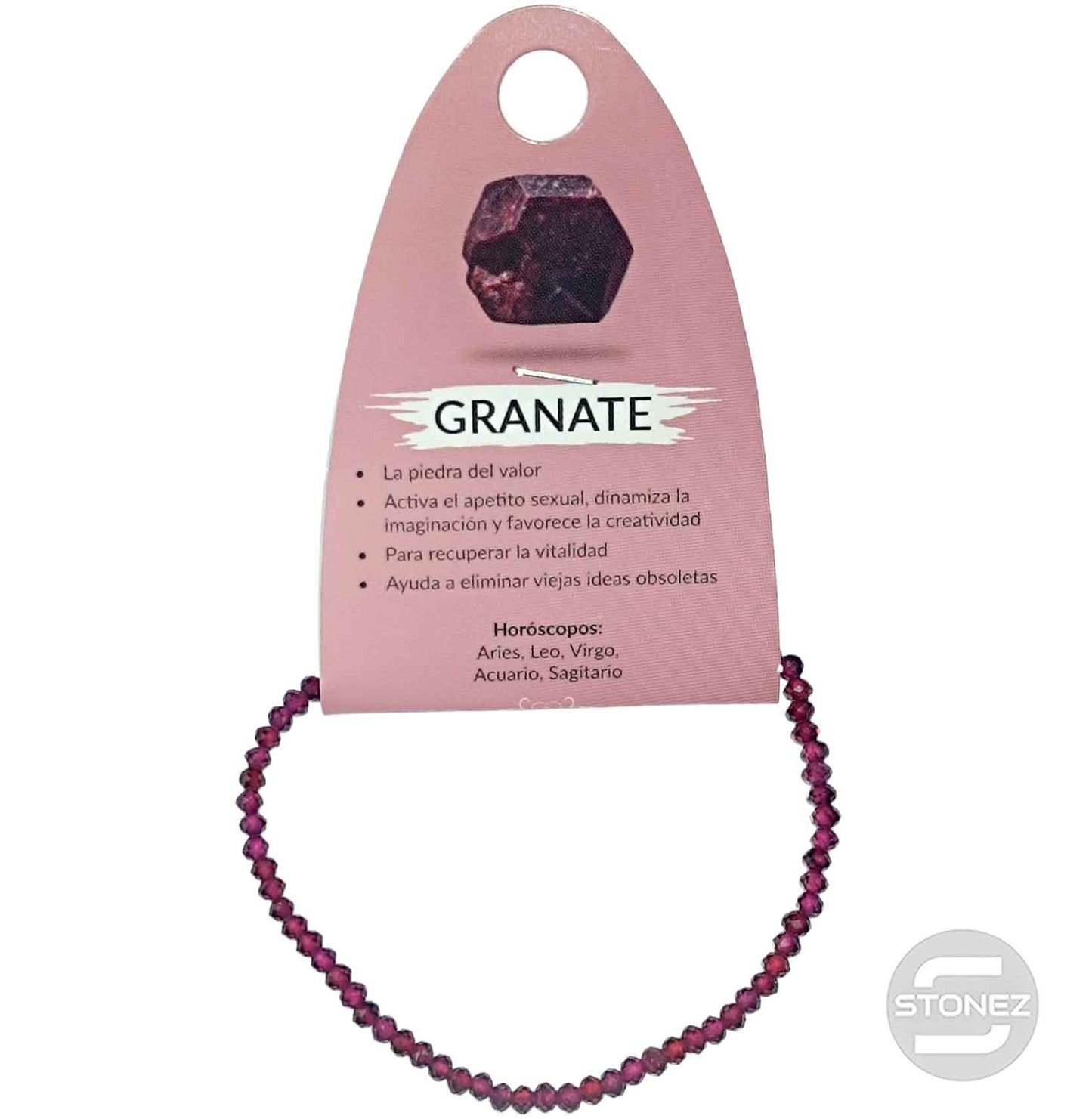 600601903 Pulsera Facetada Granate 3 mm