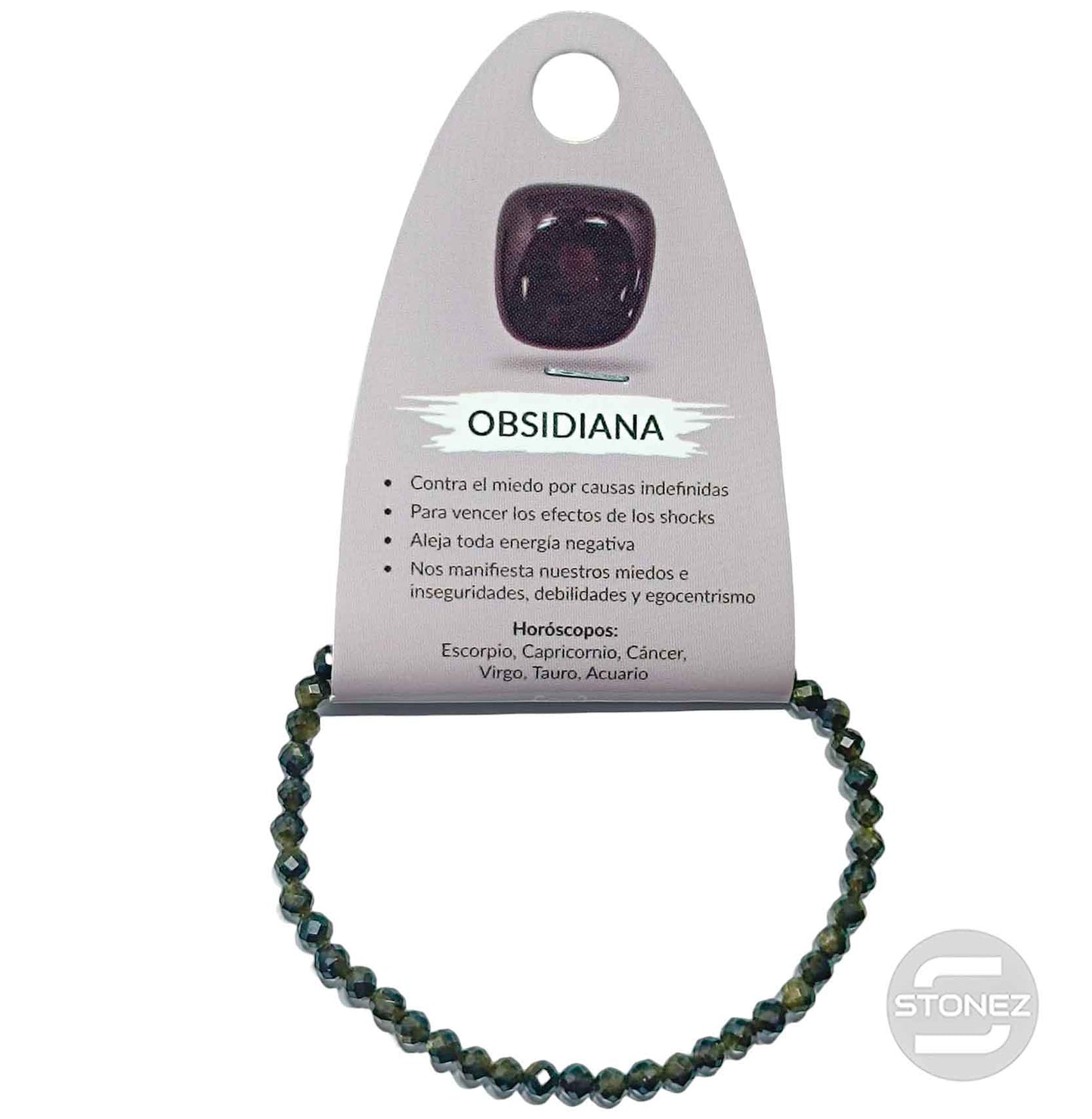 600601908 Pulsera Facetada Obsidiana Dorada 4 mm