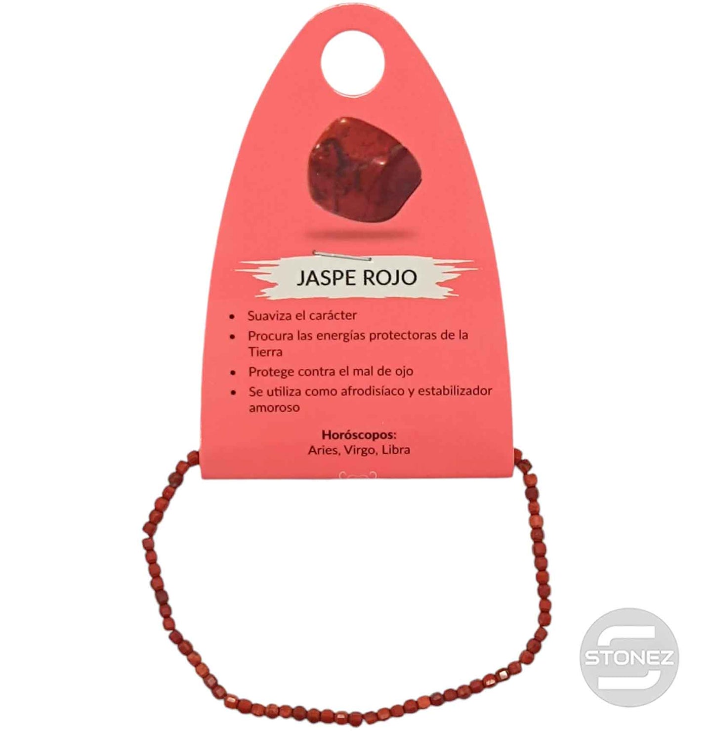 600602523 Pulsera Facetada Jaspe Rojo Cubo 2X2 mm