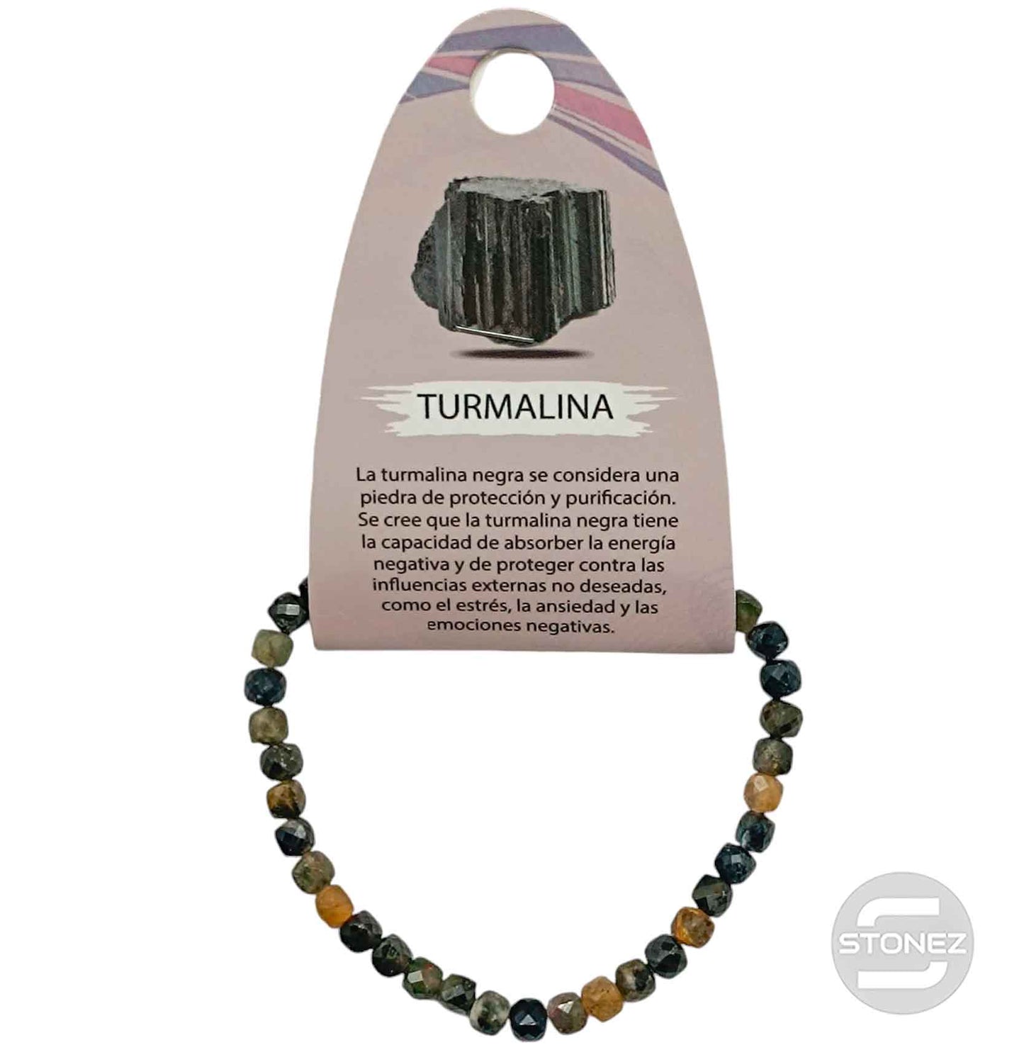 600602609 Pulsera Facetada Turmalina Verde Cubo 4 mm
