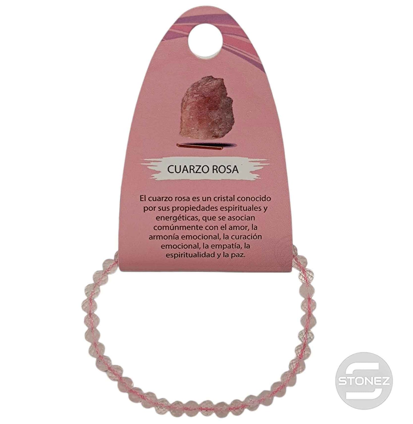 600602625 Pulsera Facetada Cuarzo Rosa 4mm