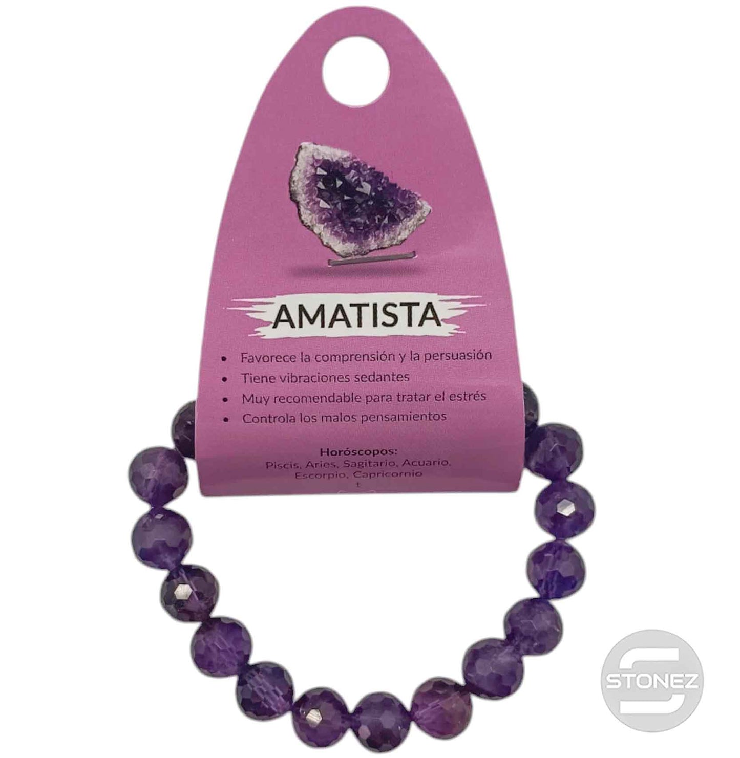 600603198 Pulsera Facetada Amatista 10 mm