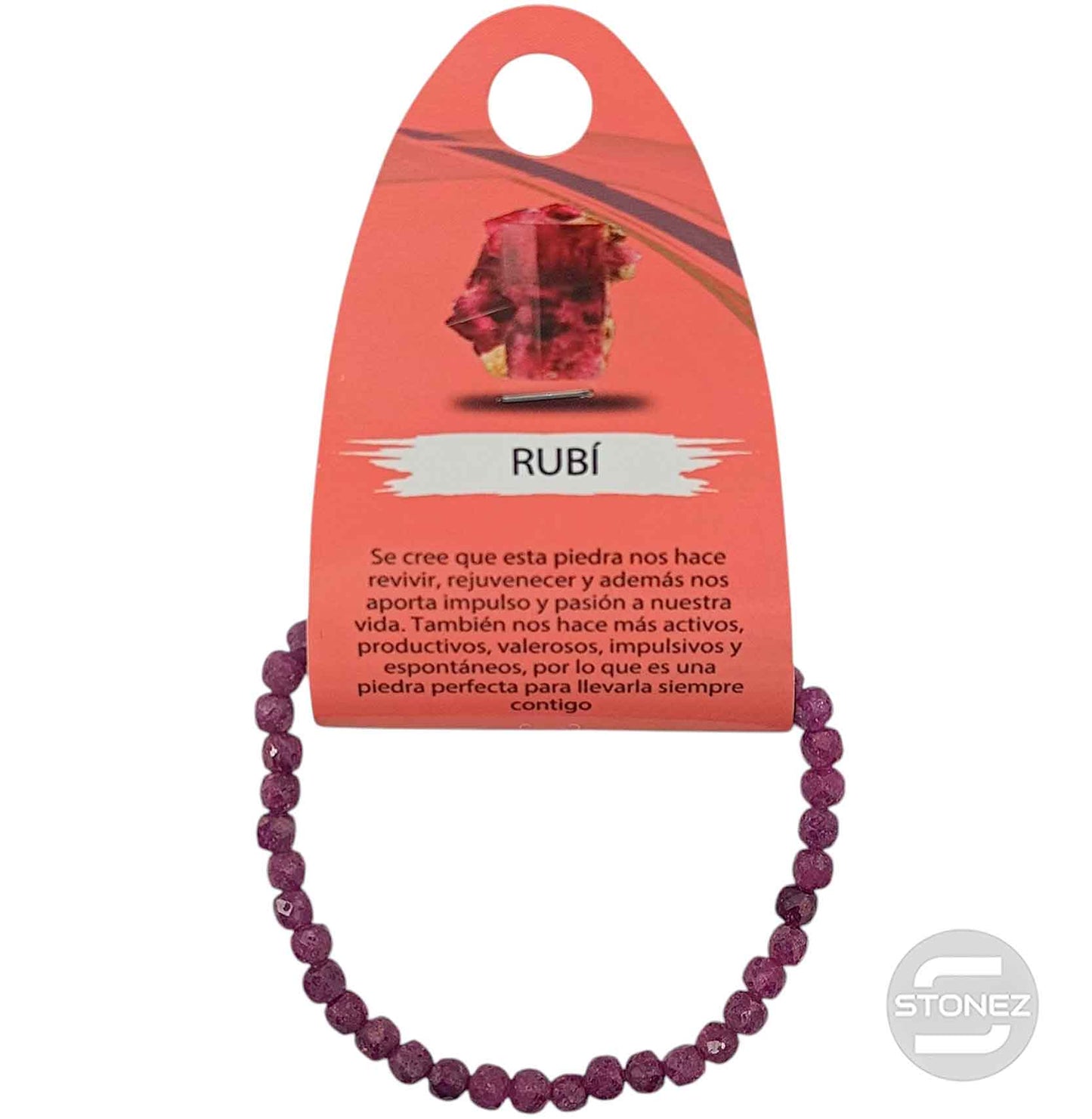 600603200 Pulsera Facetada Rubi Cubo 4x4 mm