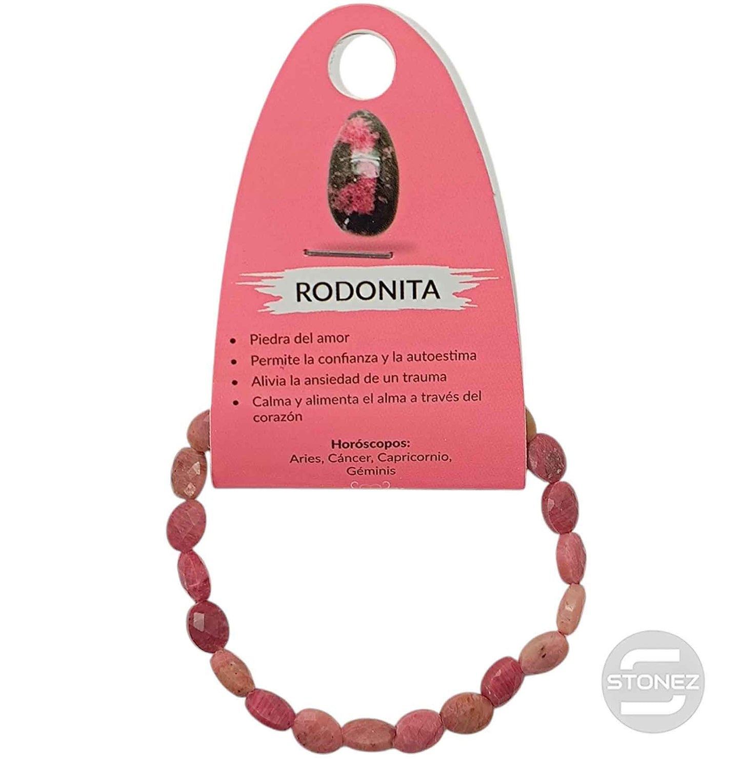 600603204 Pulsera Rodonita Facetada 4X6 mm