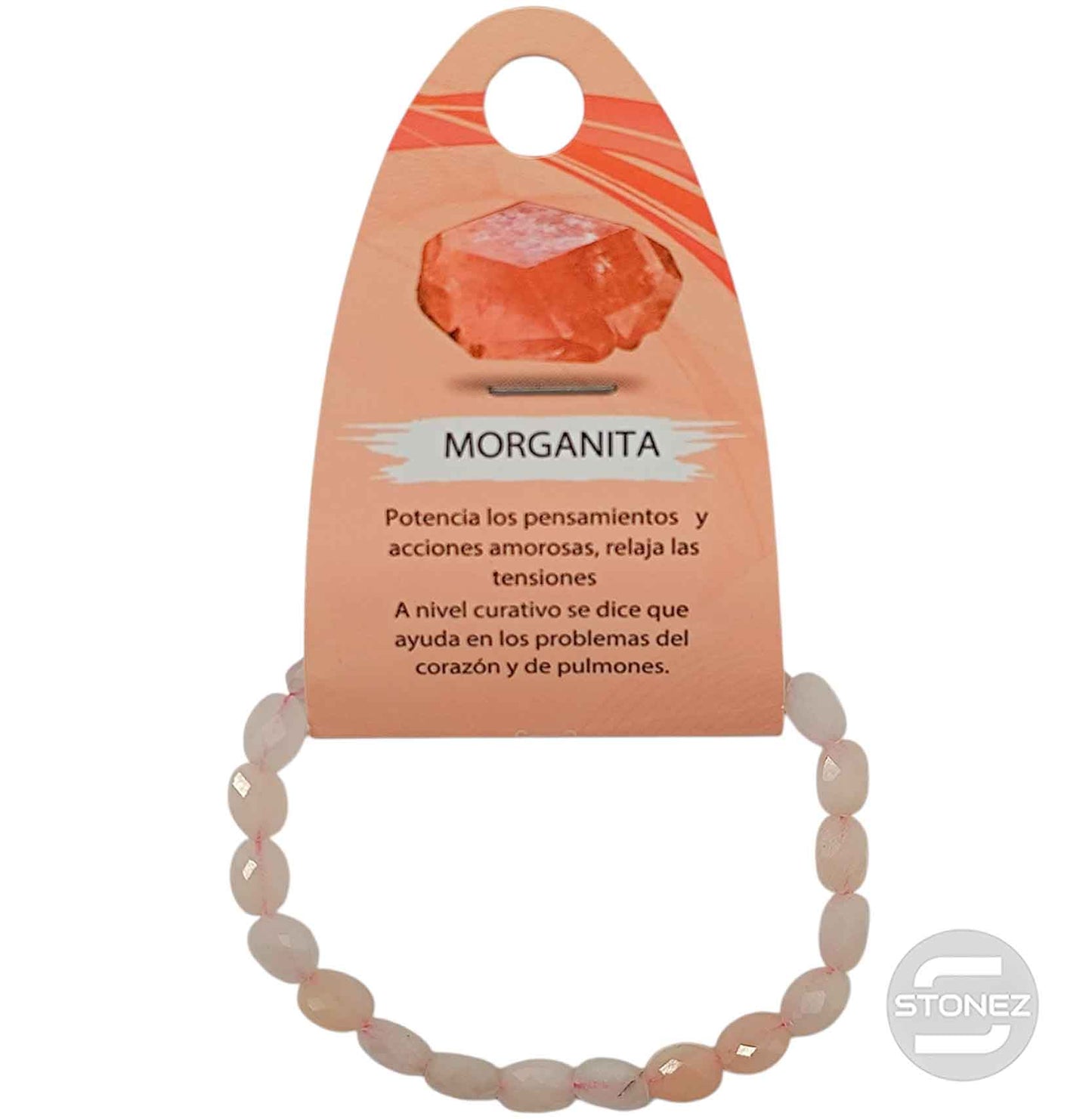 600603206 Pulsera Morganita Rosa Facetada 6X8 mm