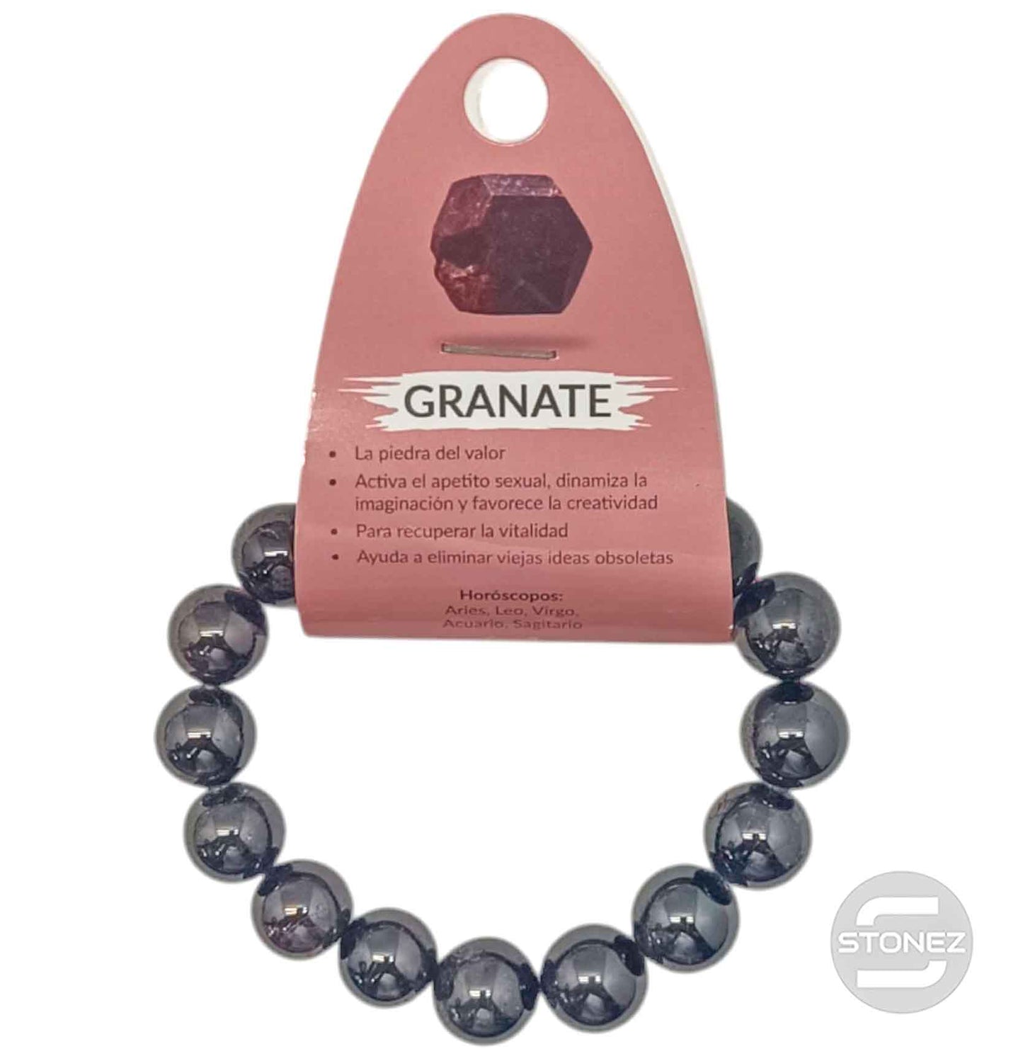 600603212 Pulsera Piedra Natural Piedra Granate 12 mm