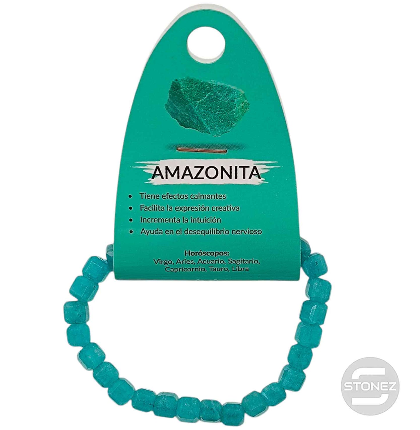 600603214 Pulsera Facetada Agua Marina 6x6 mm Cubo