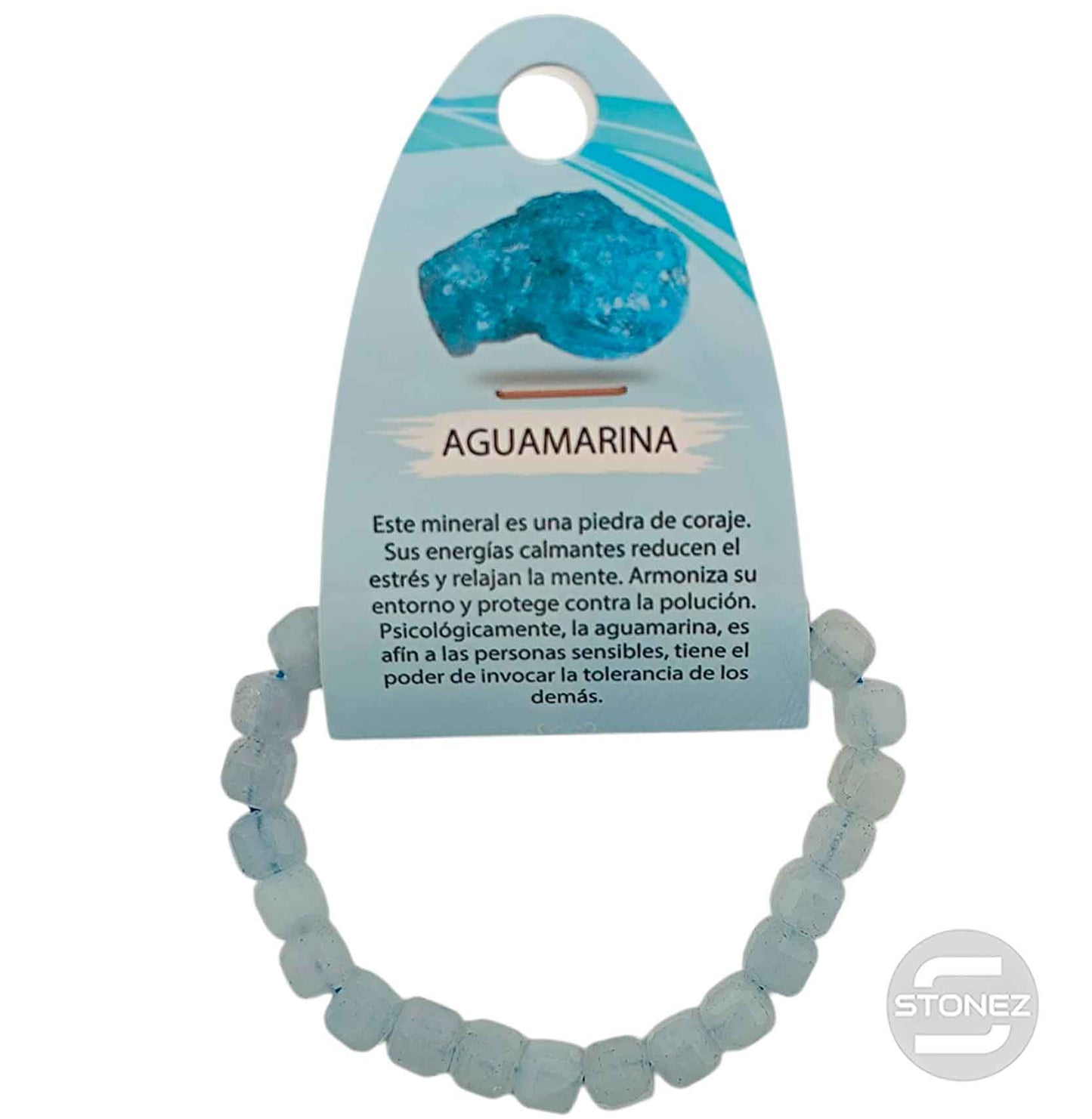 600603215 Pulsera Facetada Aguamarina 6x6 mm Cubo