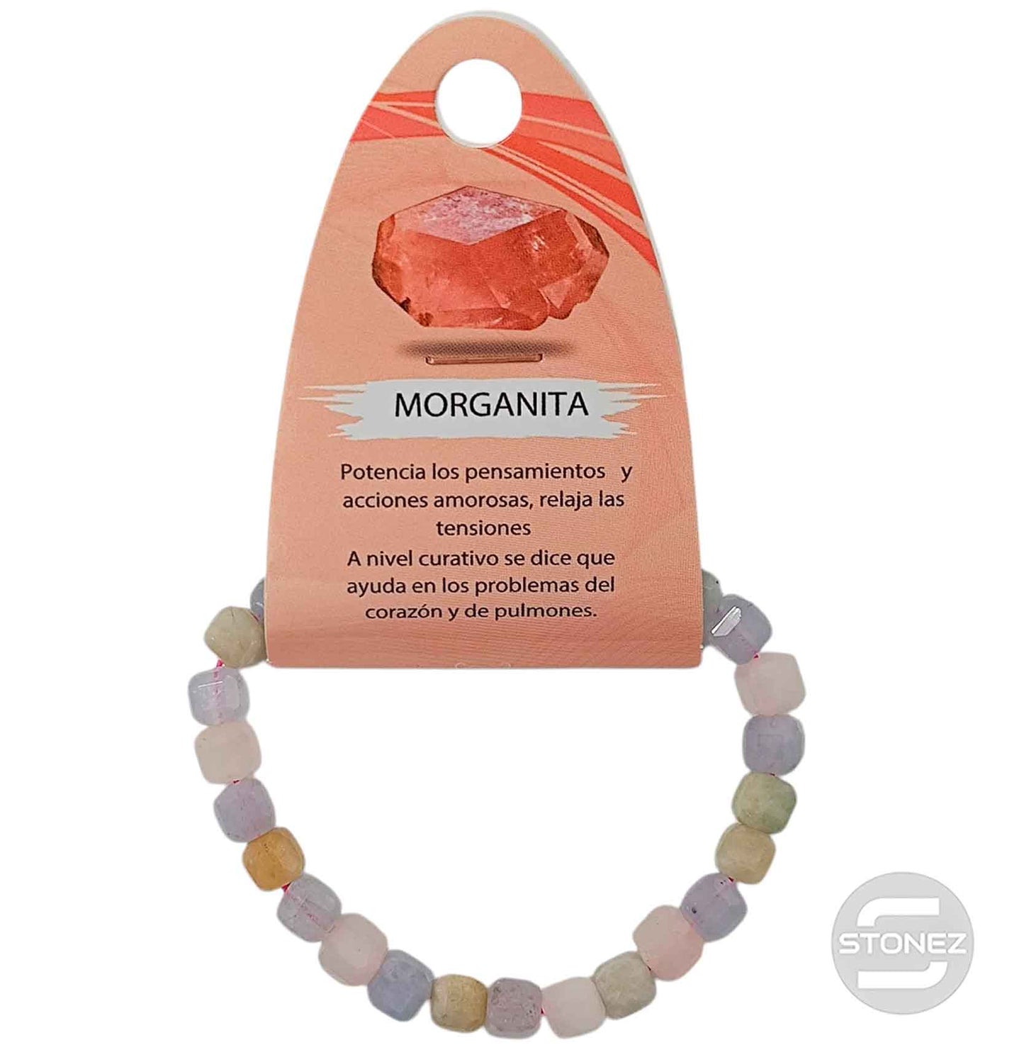600603221 Pulsera Facetada Morganita 7x7 mm Cubo