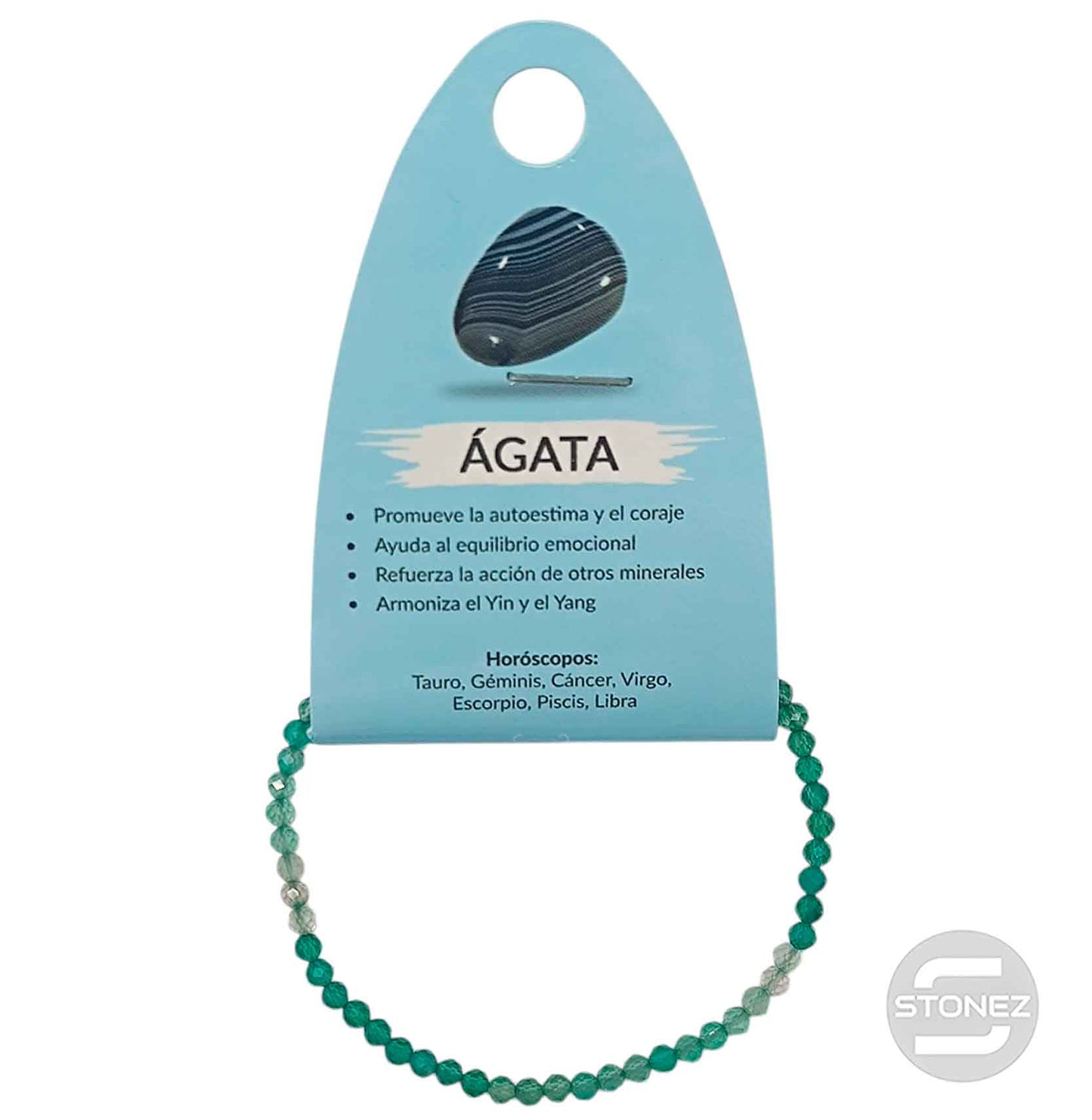 600603222 Pulsera Facetada Agata Verde 3 mm