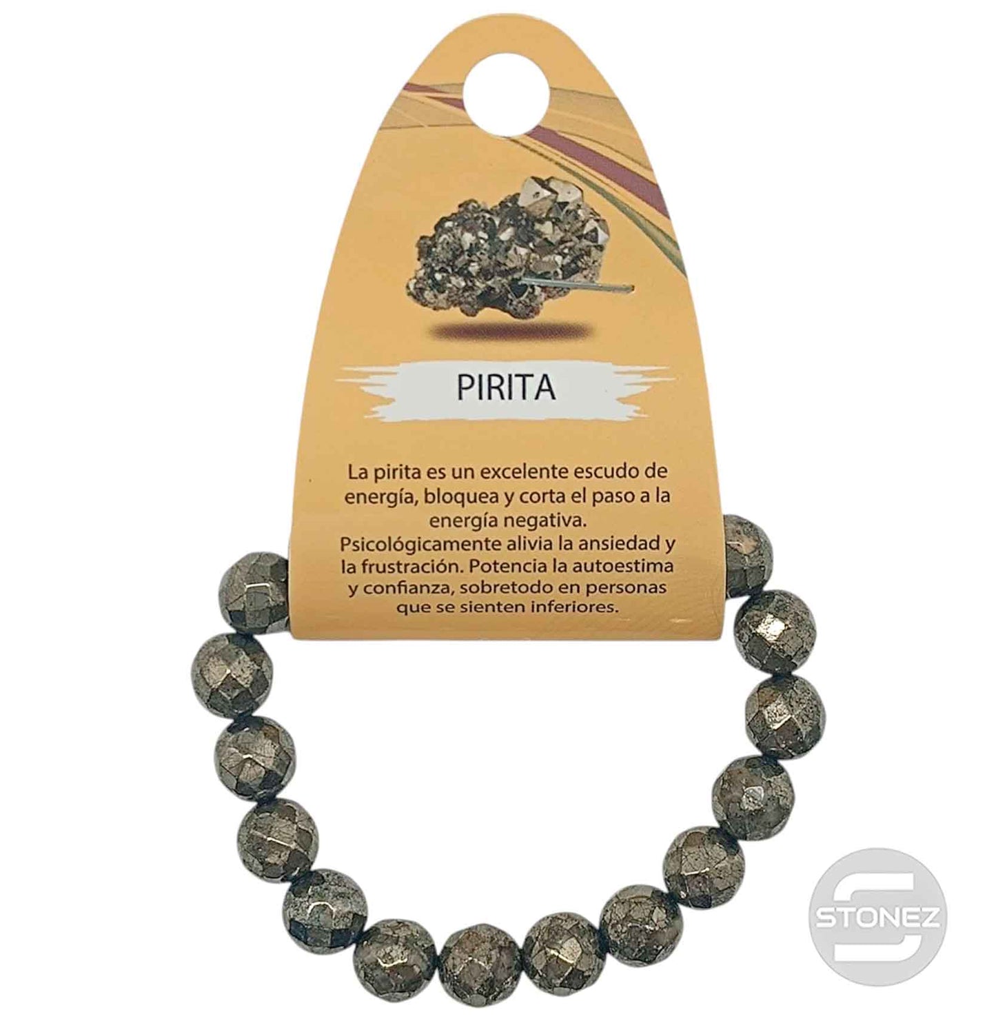 600603229 Pulsera Facetada Pirita 10 mm