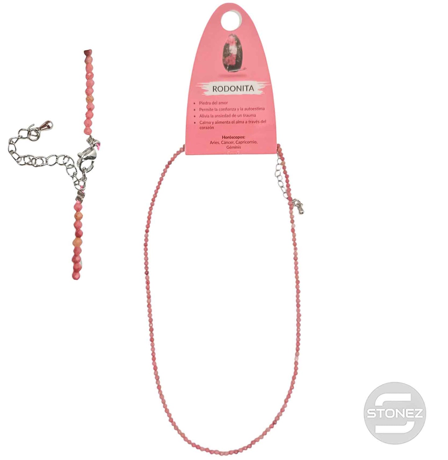600603269 Collar Rodonita 3 mm Facetada 40+5 Cms Cierre Acero