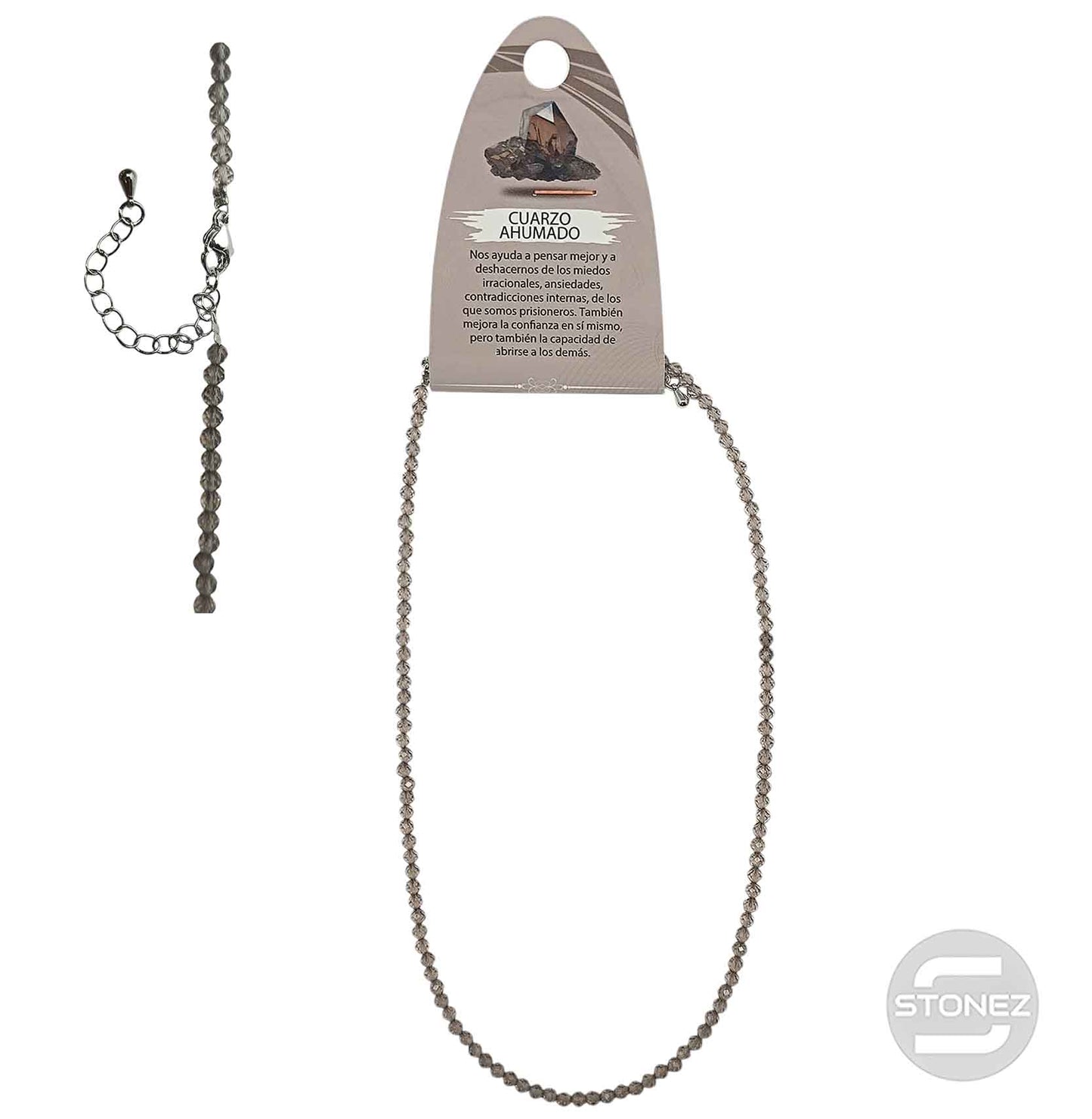 600603271 Collar Cuarzo Ahumado 3 mm Facetada 40+5 Cms Cierre Acero
