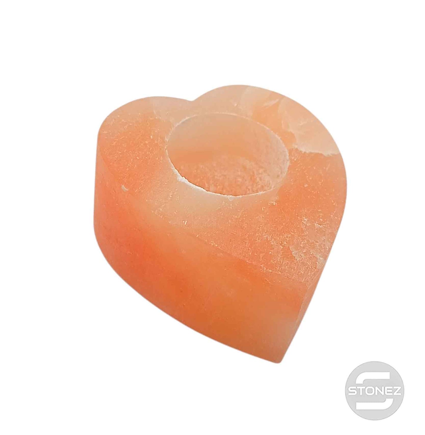 600702929 Porta Vela Corazon Selenita Naranja 10 Cms Aprox