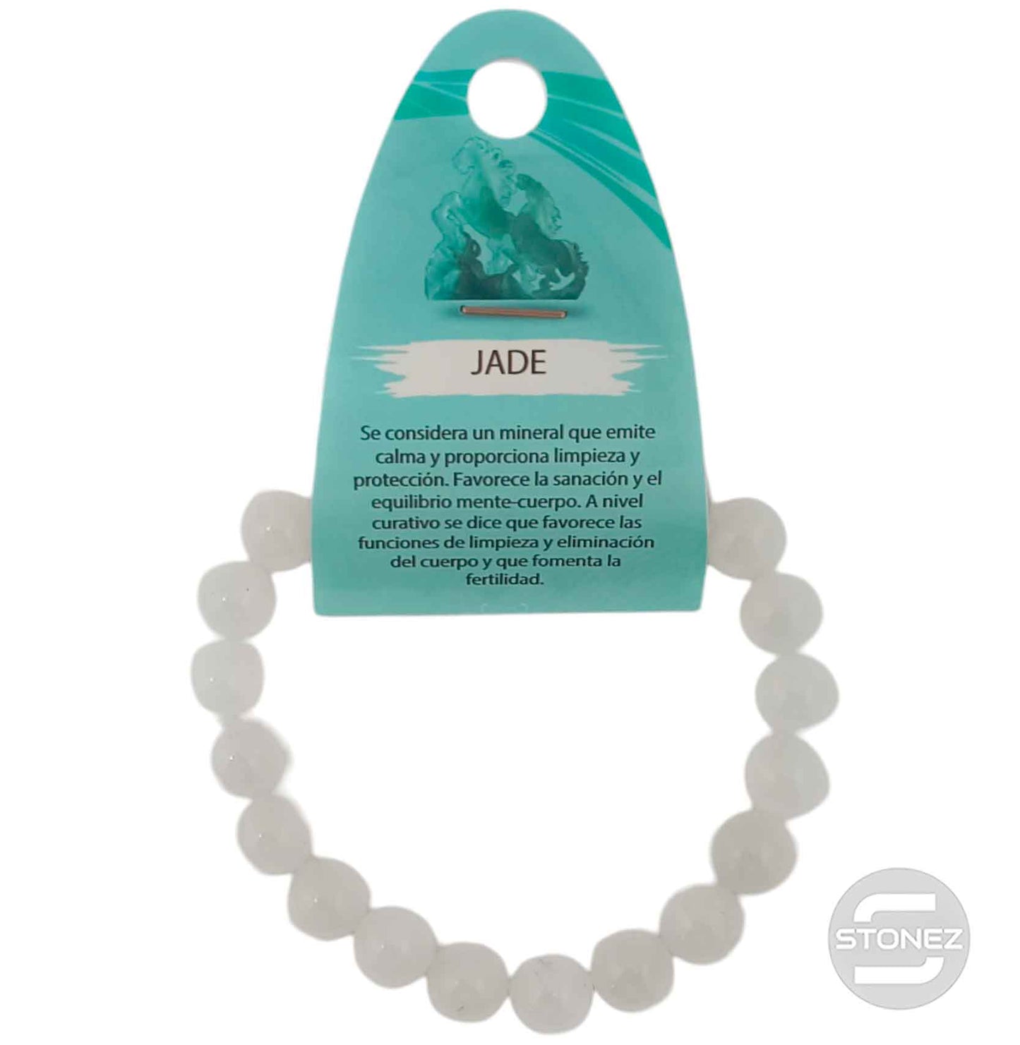 60088-79 Pulsera De Hombre 22 Cms Aprox Jade Blanco 10 mm