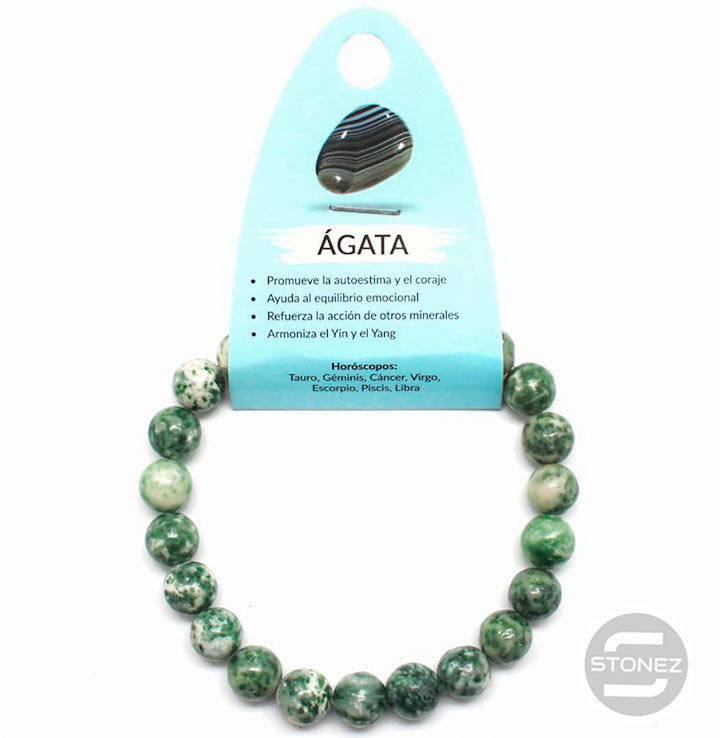 60088-97 Pulsera De Hombre 22 Cms Aprox Agata Árbol 10 mm