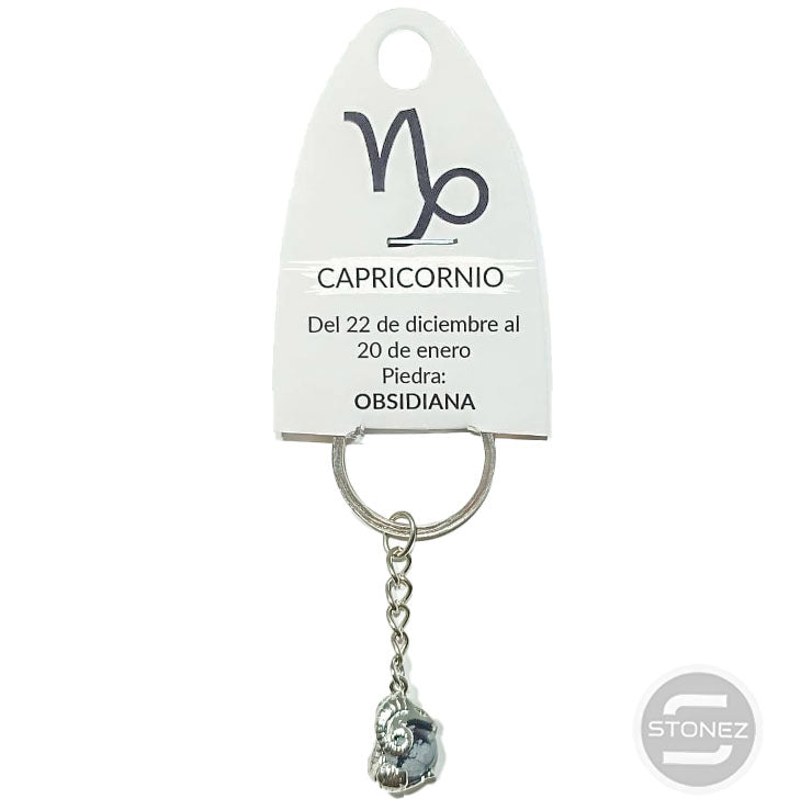 60254-12 Llavero Horóscopo Capricornio Piedra Obsidiana