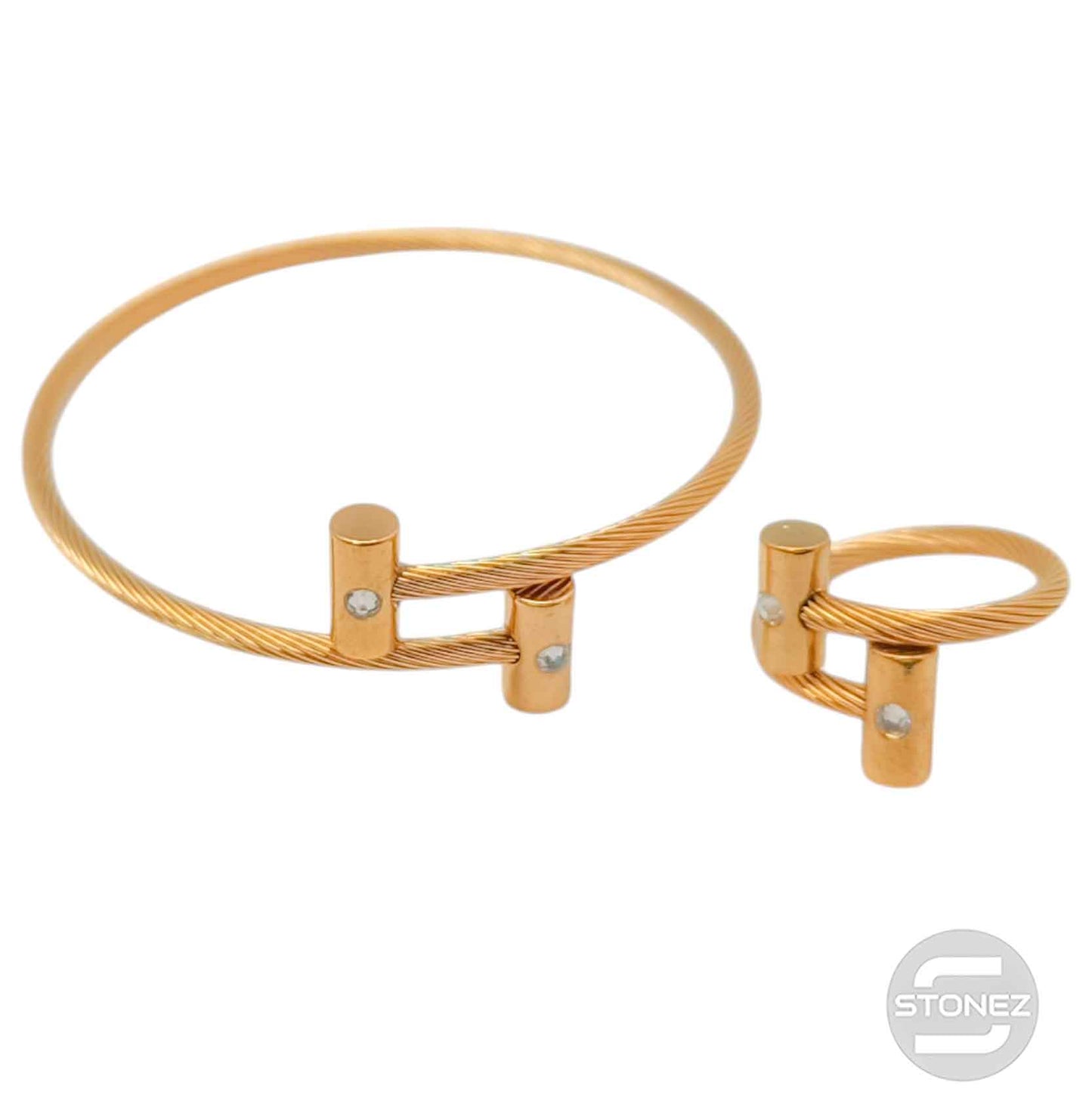 60361-05 Juego De Acero Pulsera y Anillo Ajustable