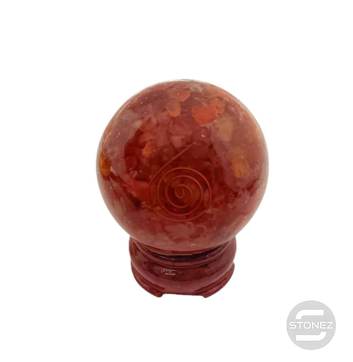 60375-07 Esfera Orgonita Con Piedra Carneola 6 cms Aporx ( Peana No Incluido)