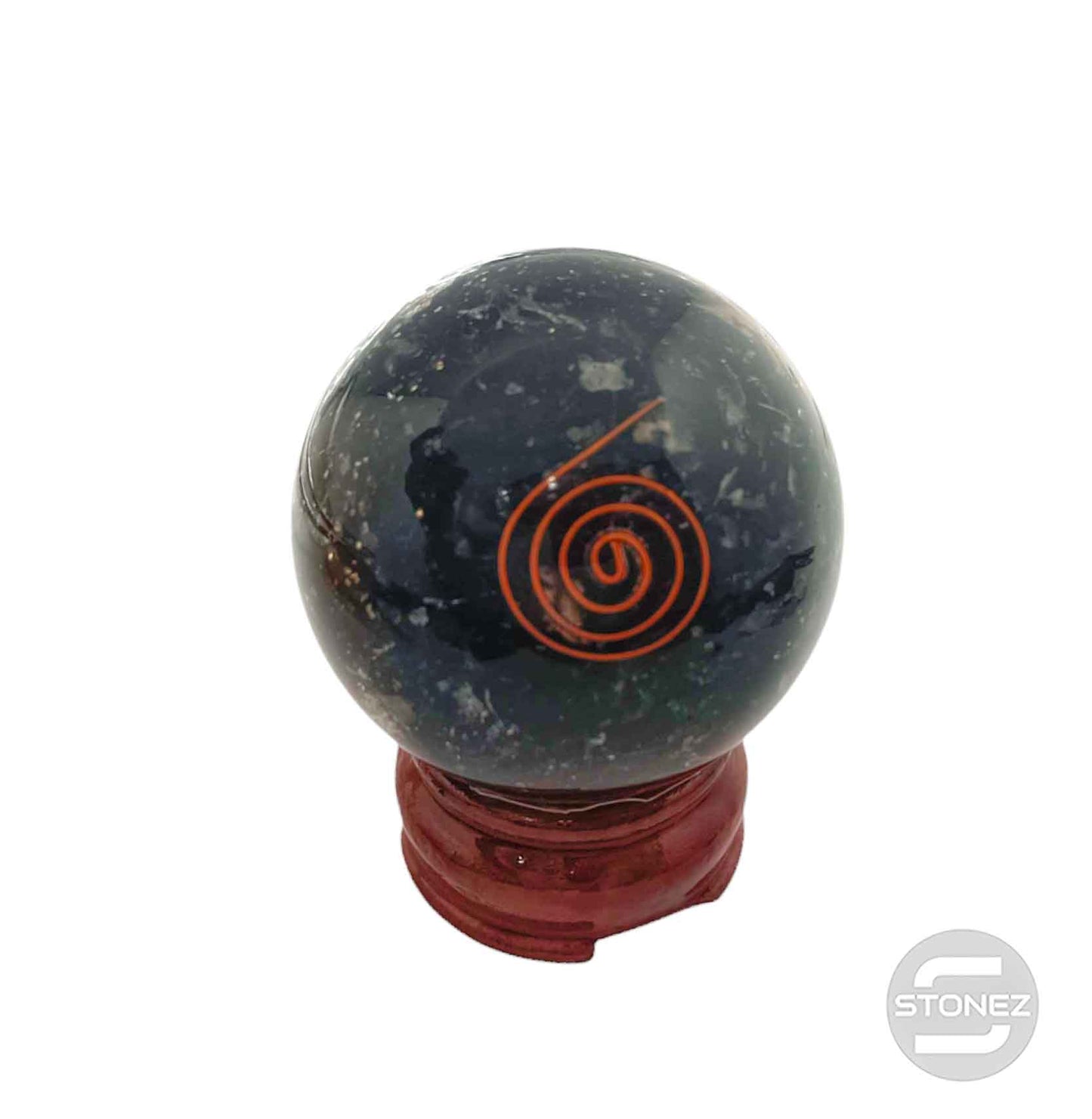 60375-62 Esfera Orgonita Con Piedra Turmalina 6 cms Aporx ( Peana No Incluido)