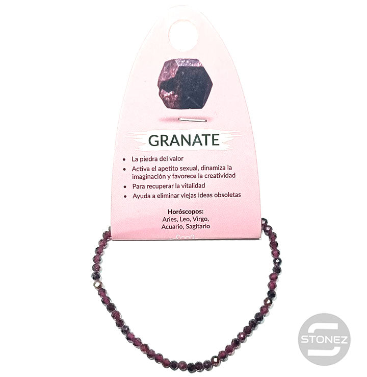 60515 Pulsera Facetada Granate 3 mm
