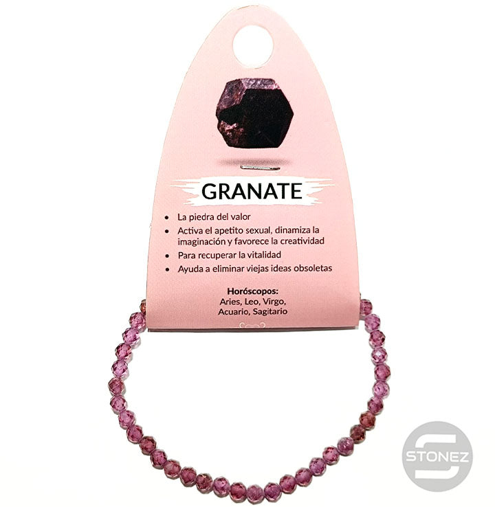 60542 Pulsera Facetada Granate 4 mm