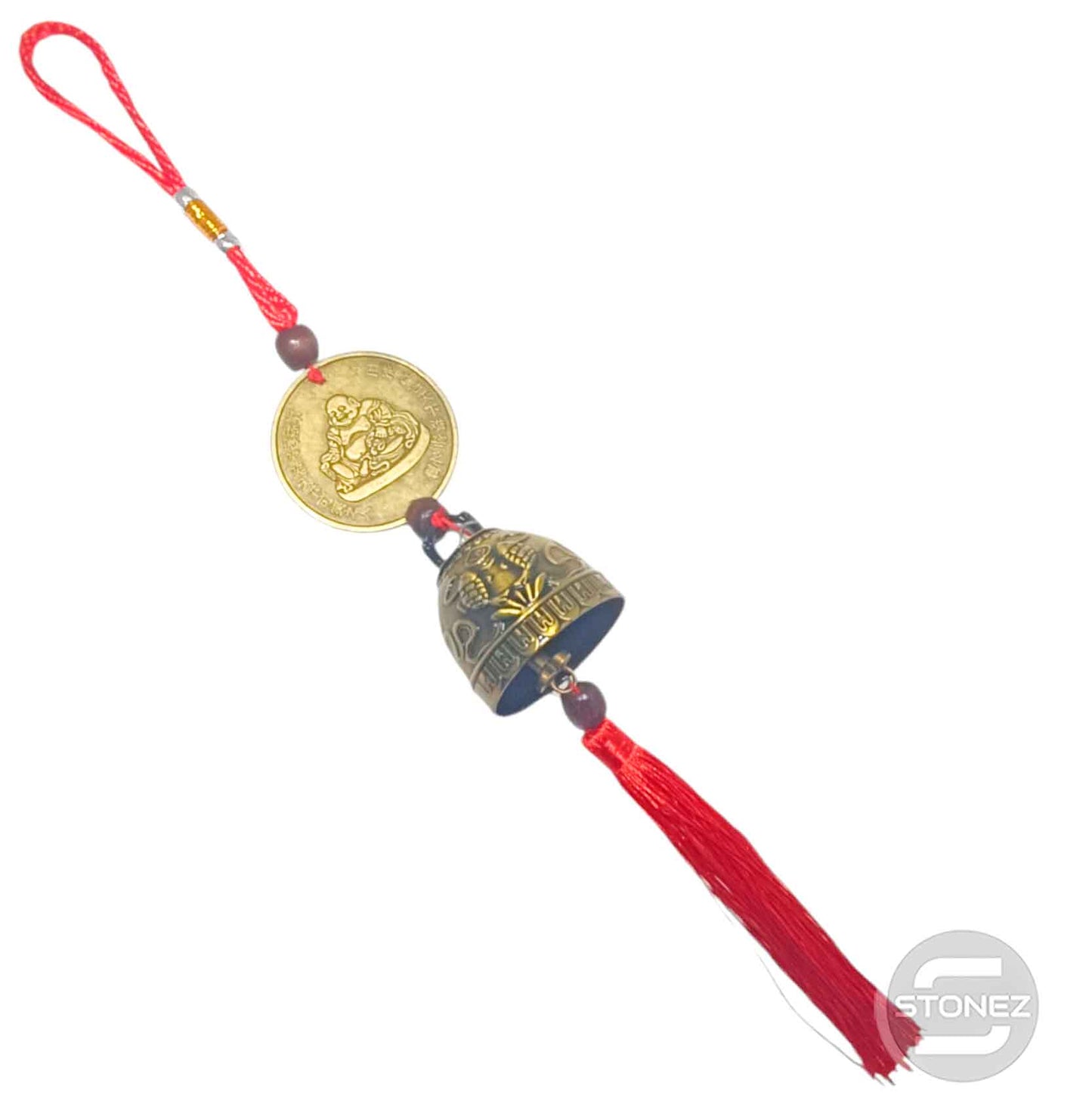 60604-06 Colgante Feng Shui Buda Y Campana 42 Cms Aprox Largo