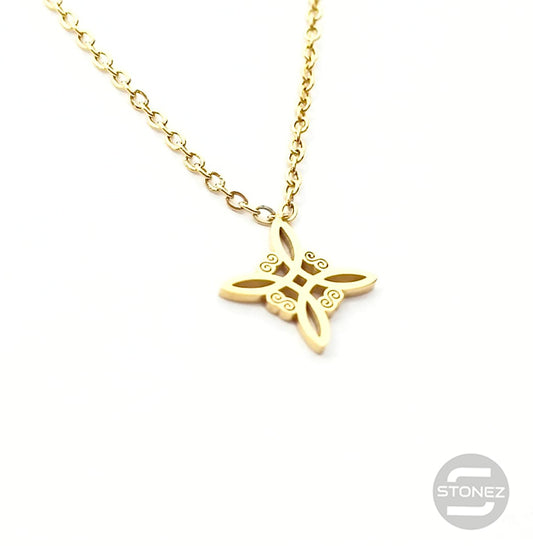 60797-15 Collar Acero Dorado Nudo De Bruja 12 mm Y Cadena 40+5 Cms