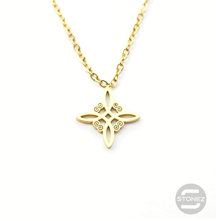60797-15 Collar Acero Dorado Nudo De Bruja 12 mm Y Cadena 40+5 Cms