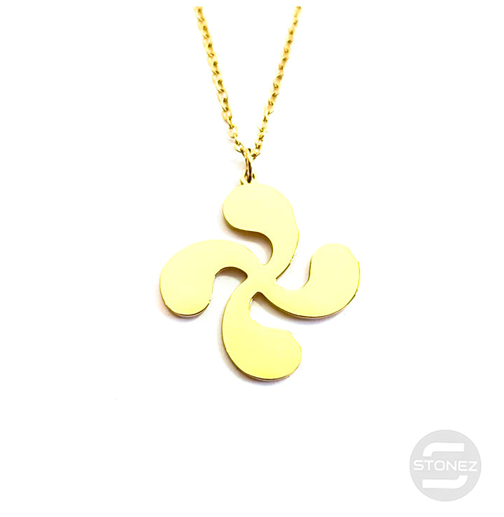 60797-27 Collar Acero Dorado Lauburu 23 mm Y Cadena 40+5 Cms.