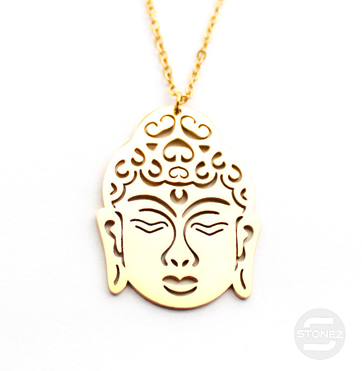 60797-45 Collar Acero Dorado Buda 33 x 24 mm Cadena 40+5 Cms