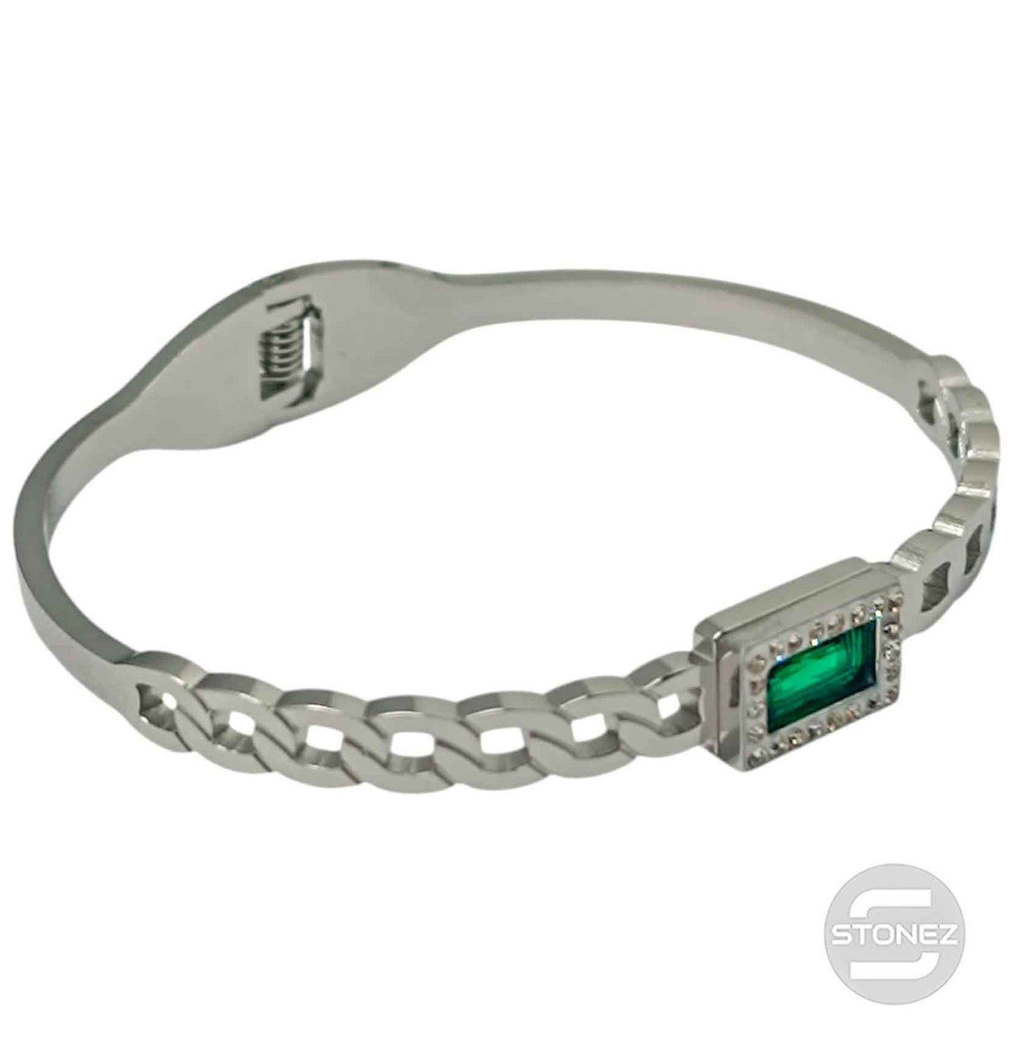 60914-05 Pulsera Acero Y Cristal Brazalete Con Apertura De Muelle