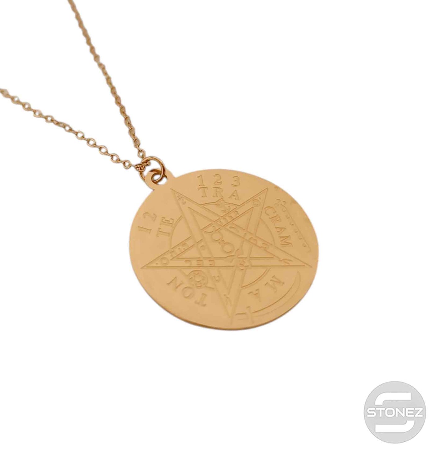 61014-59 Collar Acero Dorado Tetragramaton Cadena 40+5 Cms