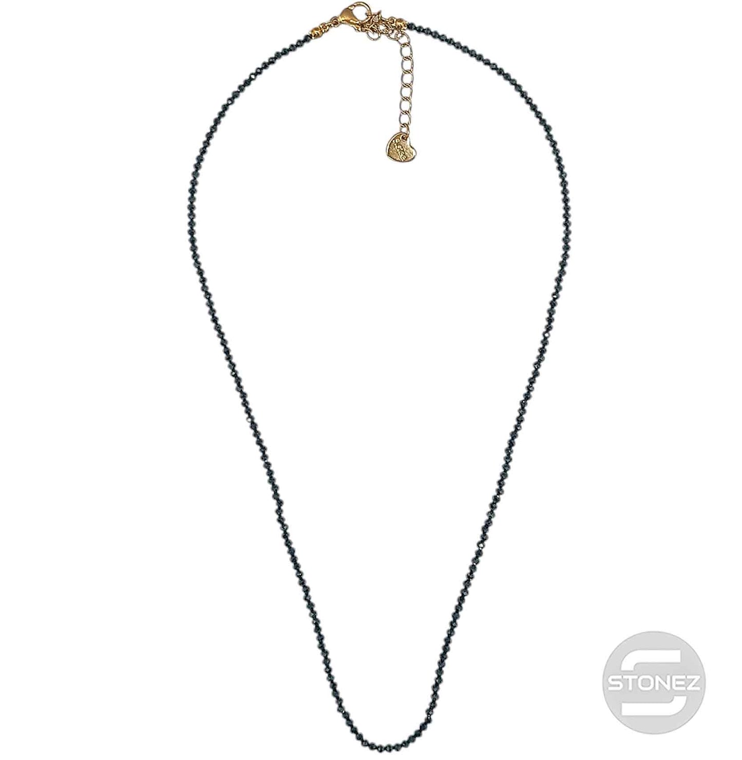 61042-04 Collar Onix 2 mm Facetado 40+5 Cms Cierre Acero Dorado
