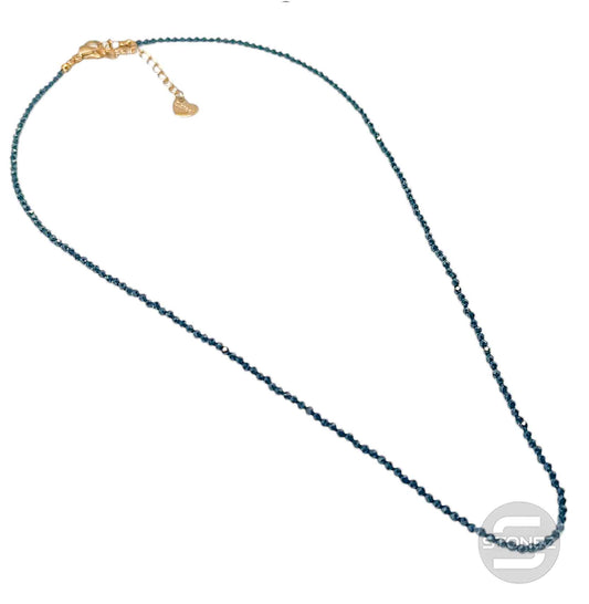 61042-04 Collar Onix 2 mm Facetado 40+5 Cms Cierre Acero Dorado