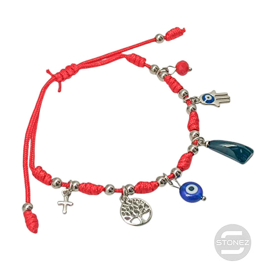 61049-09 Pulsera 7 Nudos Con Varios Dijes En Acero.