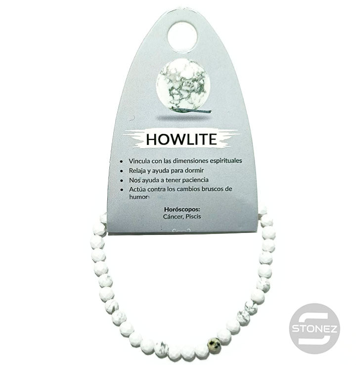 61195 Pulsera Facetada Howlite 4mm