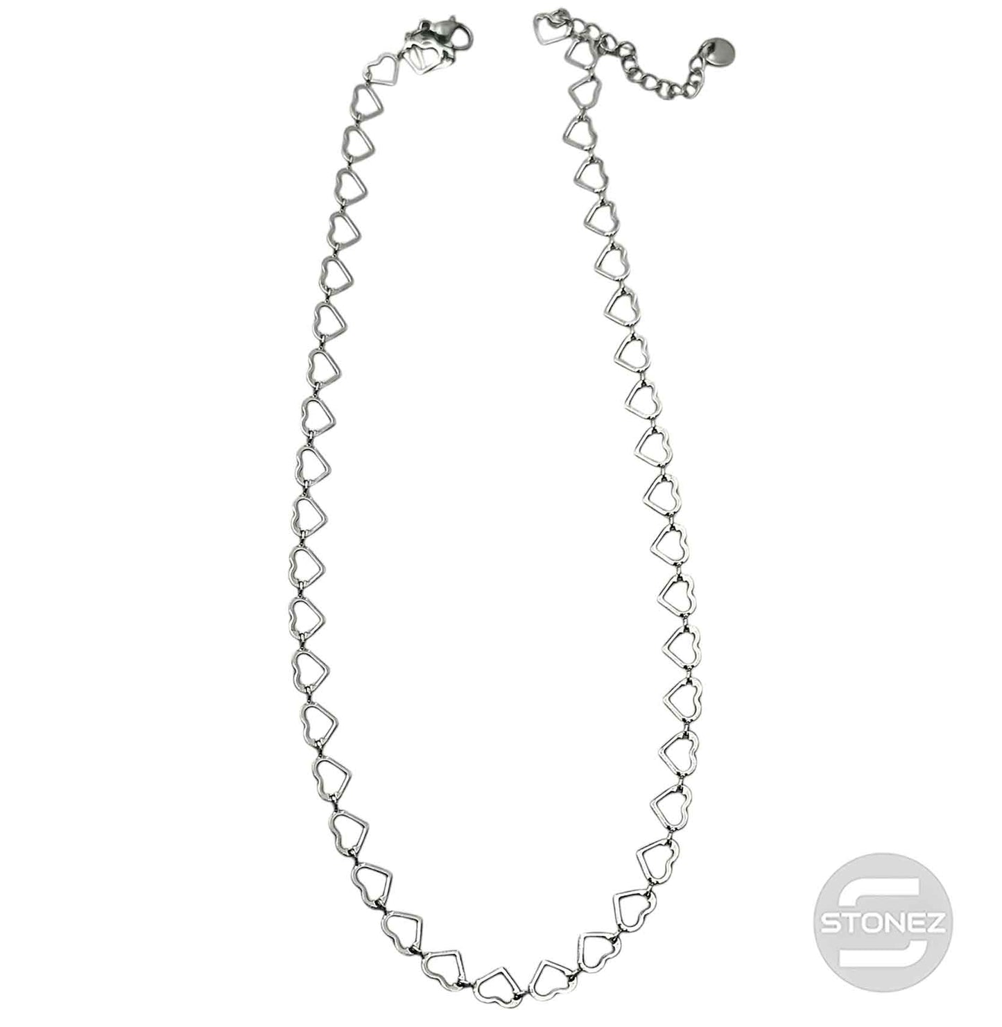 61682-08 Collar Acero Corazones Cadena 40+5 Cms