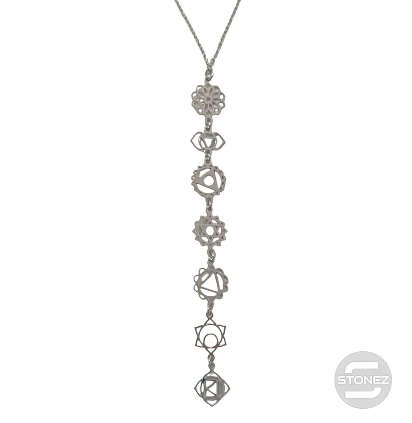 400503248-01 Collar Acero Simbolos 7 Chakras Cadena 40+5 Cms